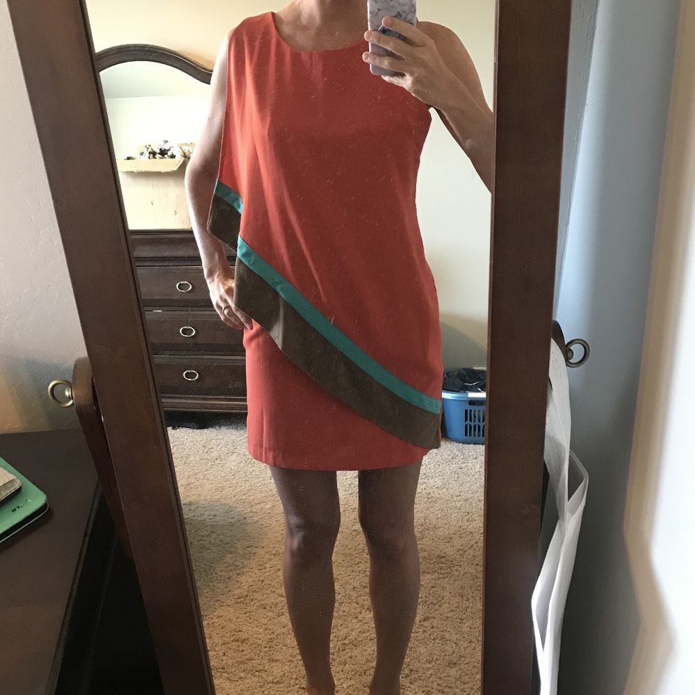 C. Luce Orange Mini Dress with Overlay